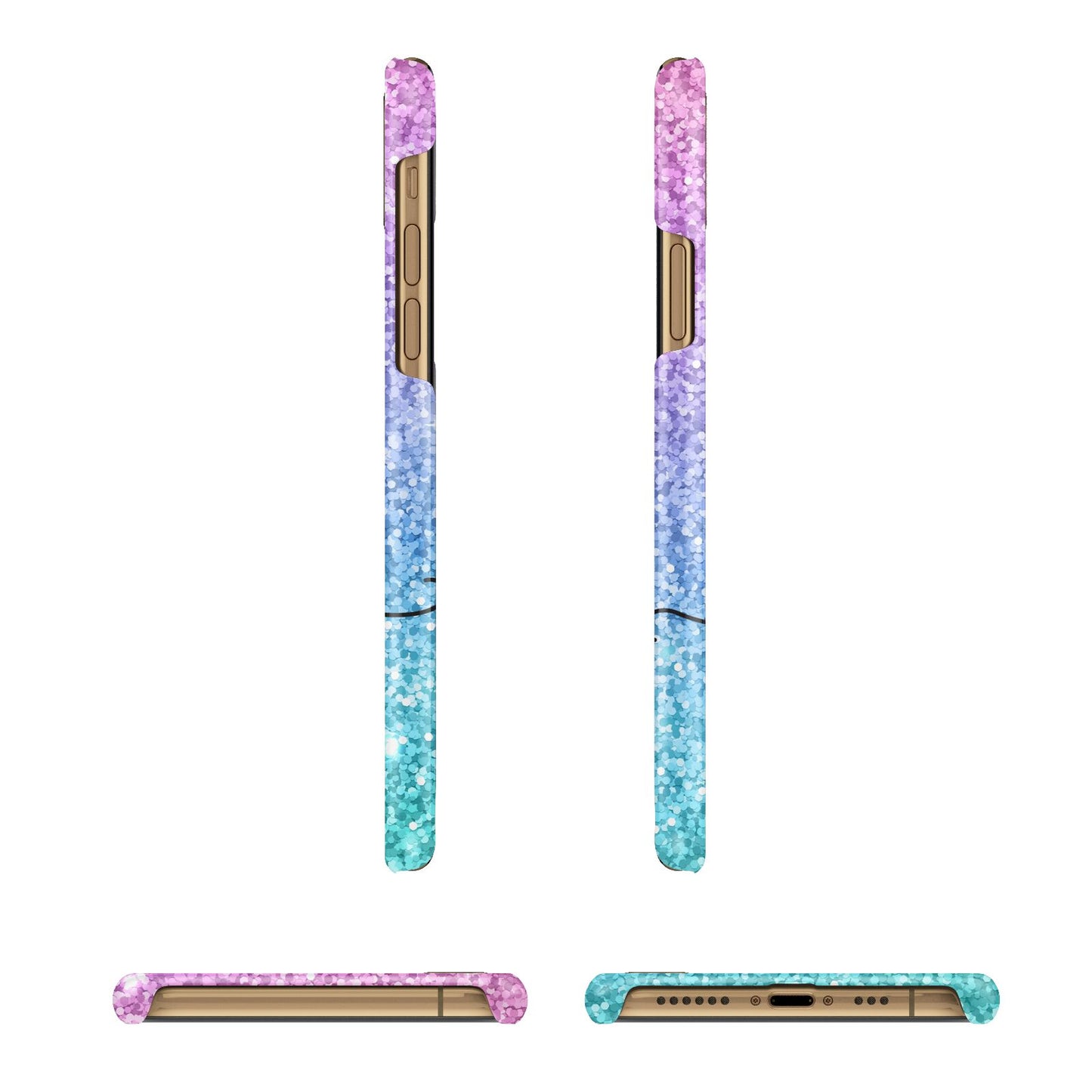 Personalised Ombre Glitter with Names iPhone 11 3D Snap Case Angle Images