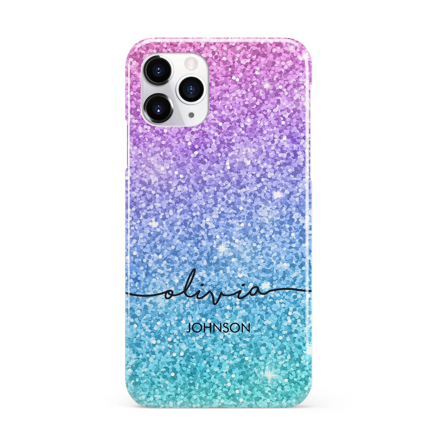 Personalised Ombre Glitter with Names iPhone 11 Pro 3D Snap Case