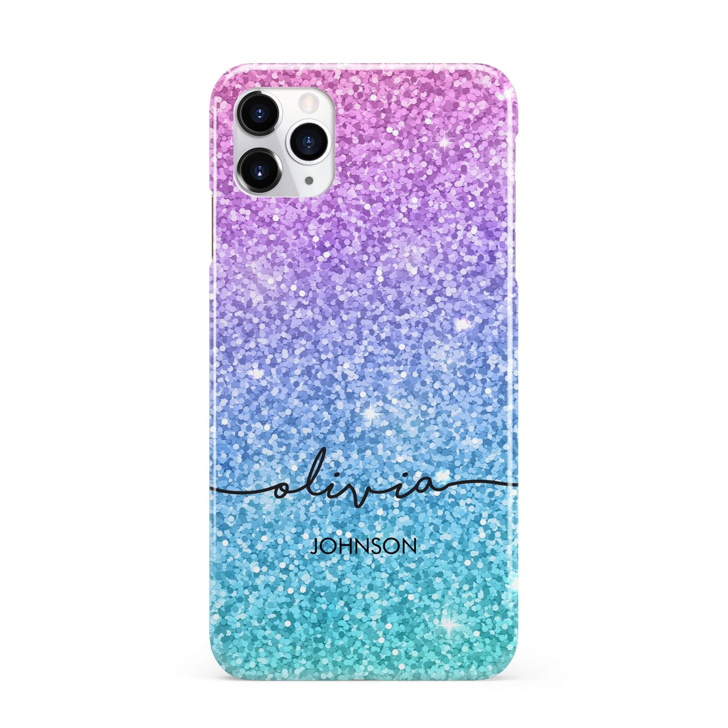 Personalised Ombre Glitter with Names iPhone 11 Pro Max 3D Snap Case