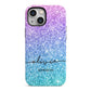 Personalised Ombre Glitter with Names iPhone 13 Mini Full Wrap 3D Tough Case