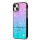 Personalised Ombre Glitter with Names iPhone 14 Plus Black Impact Case Side Angle on Silver phone