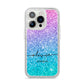 Personalised Ombre Glitter with Names iPhone 14 Pro Glitter Tough Case Silver