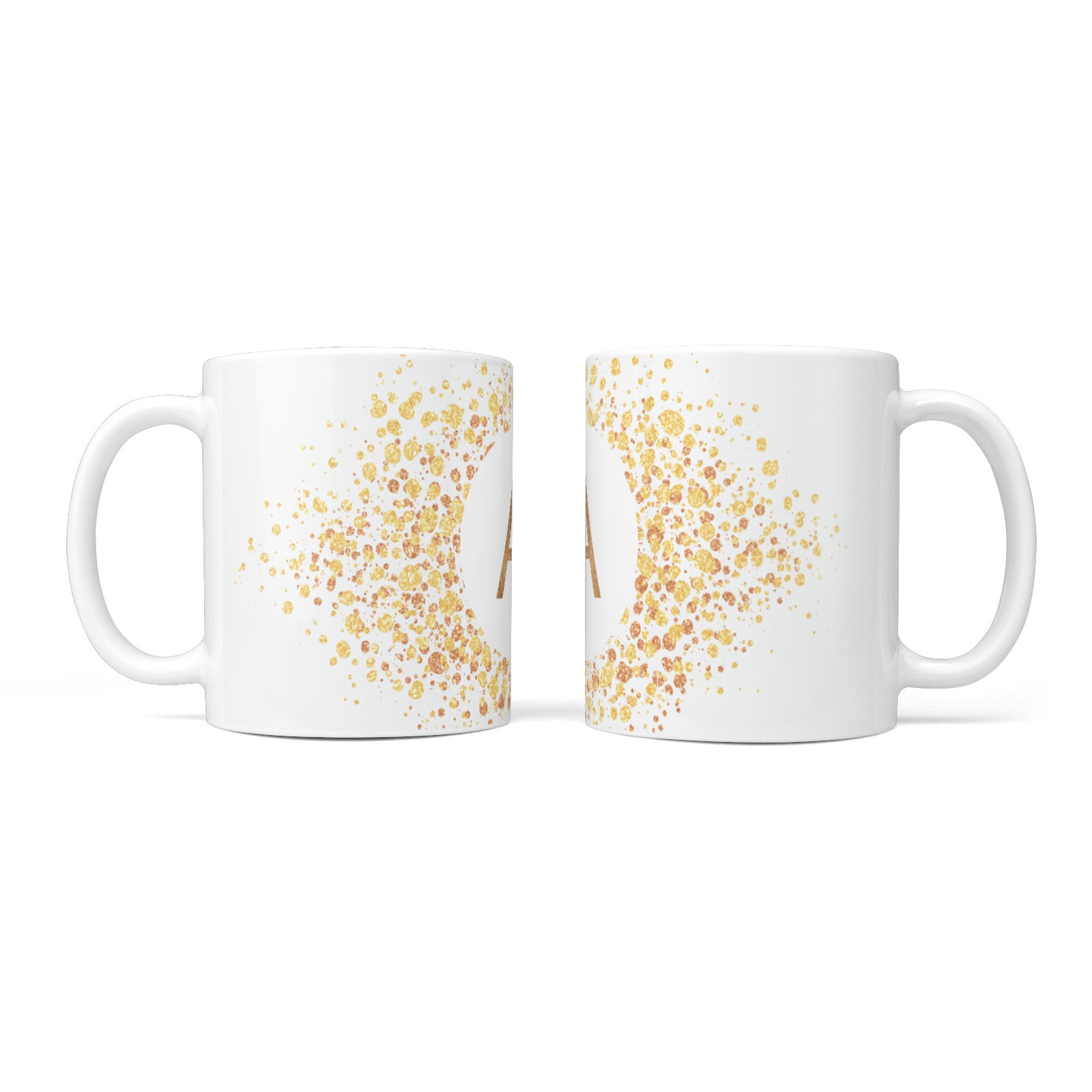 Personalised One Initial Gold Flakes 10oz Mug Alternative Image 3