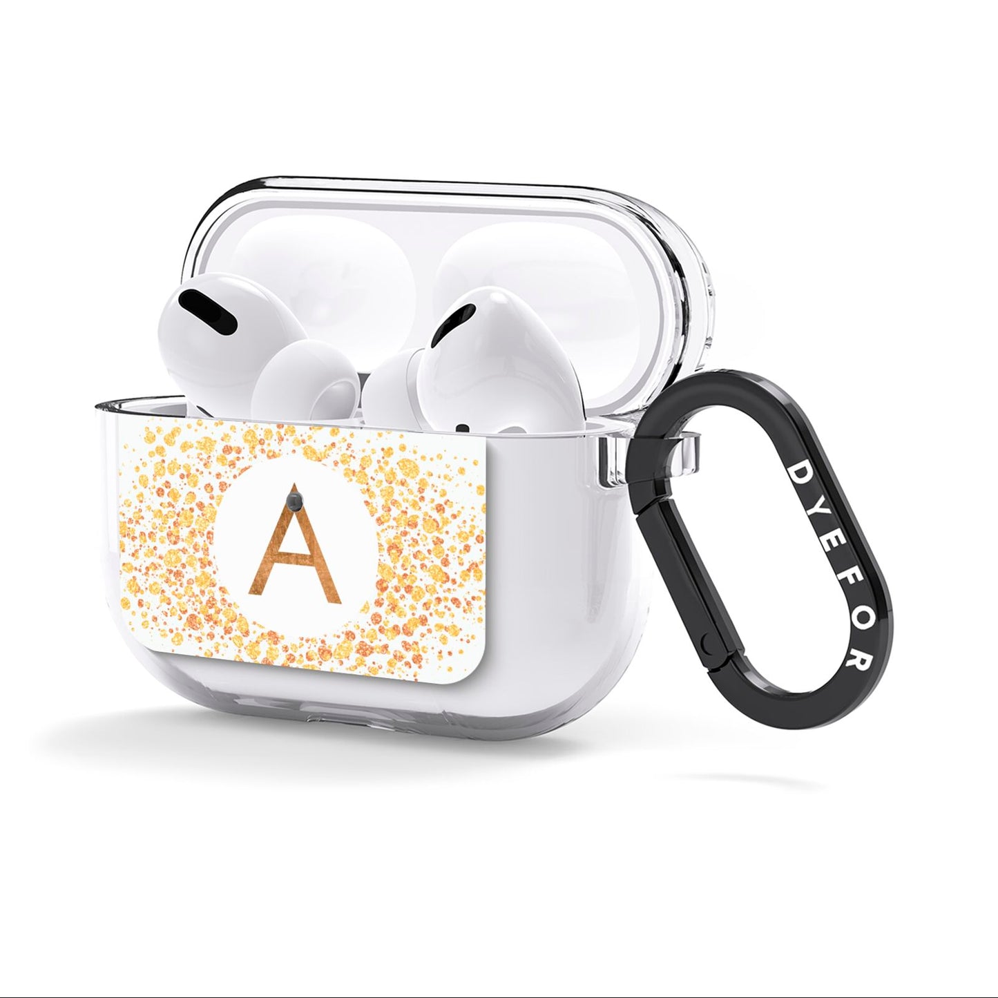 Personalised One Initial Gold Flakes AirPods Clear Case 3rd Gen Side Image