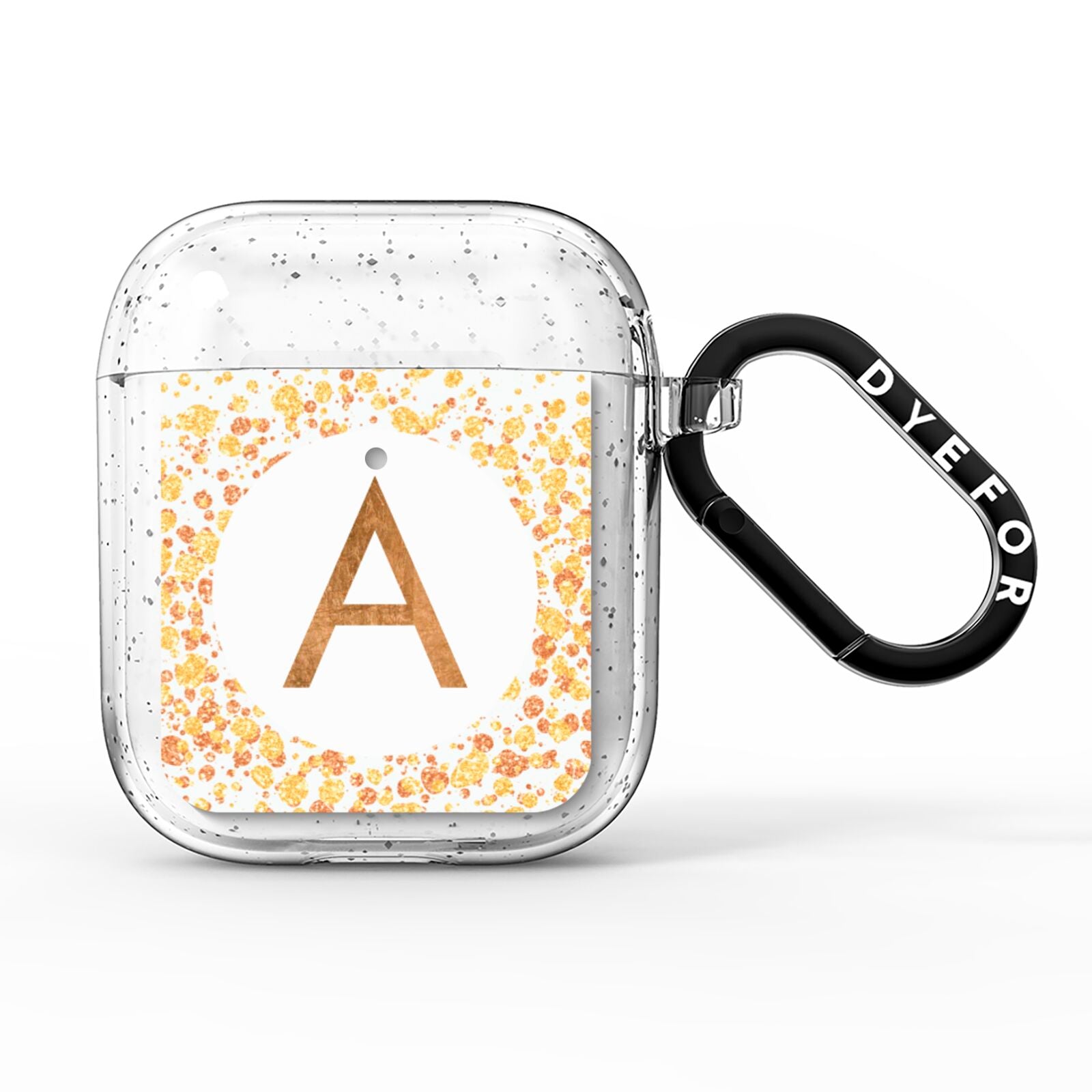 Personalised One Initial Gold Flakes AirPods Glitter Case