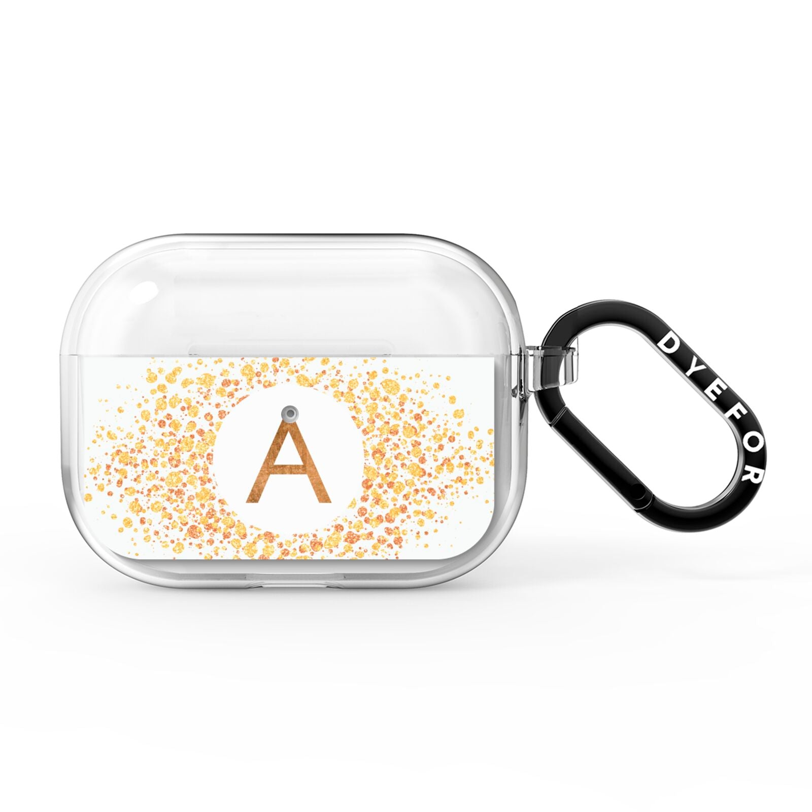 Personalised One Initial Gold Flakes AirPods Pro Clear Case