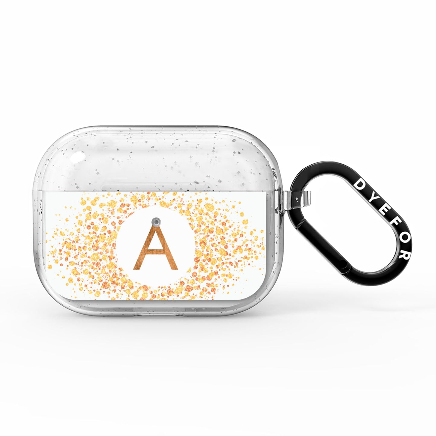 Personalised One Initial Gold Flakes AirPods Pro Glitter Case