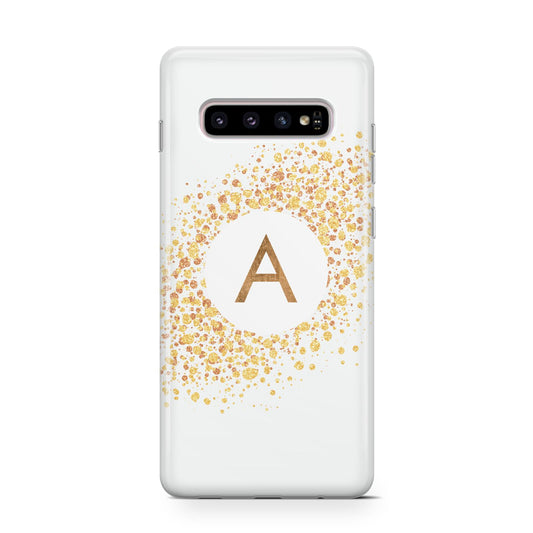 Personalised One Initial Gold Flakes Protective Samsung Galaxy Case