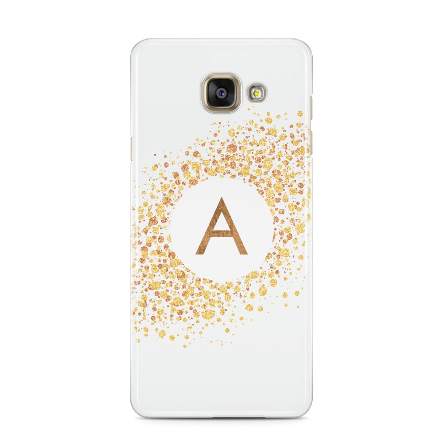 Personalised One Initial Gold Flakes Samsung Galaxy A3 2016 Case on gold phone