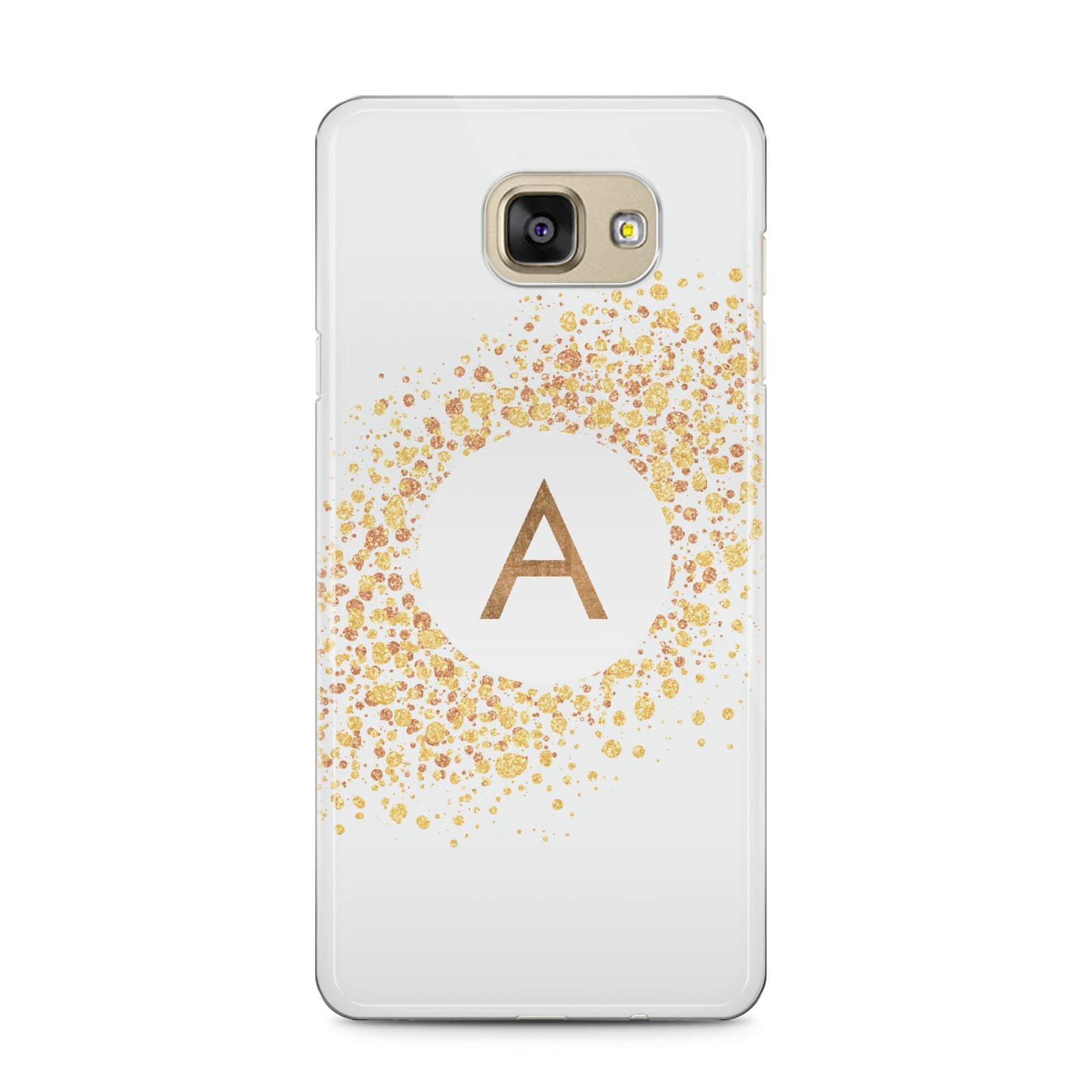 Personalised One Initial Gold Flakes Samsung Galaxy A5 2016 Case on gold phone