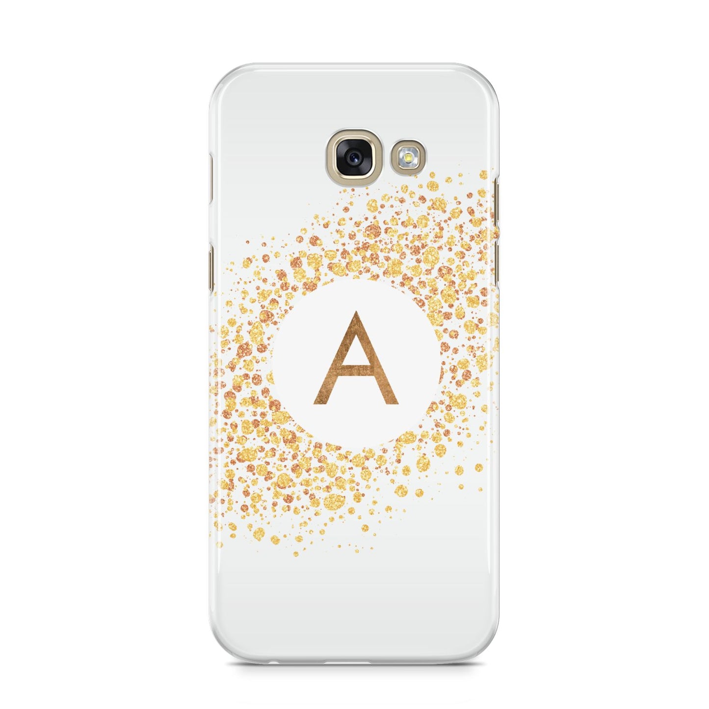 Personalised One Initial Gold Flakes Samsung Galaxy A5 2017 Case on gold phone