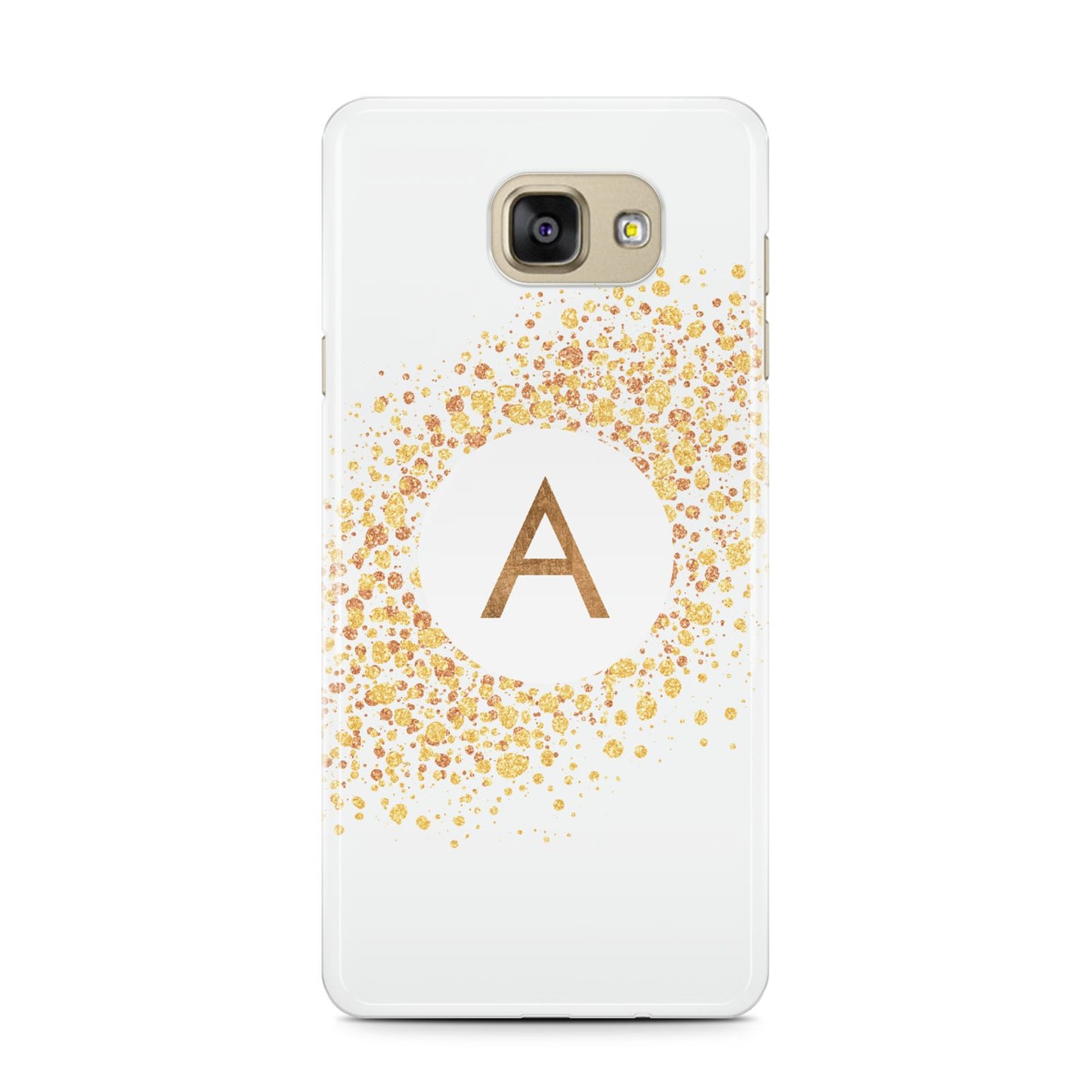 Personalised One Initial Gold Flakes Samsung Galaxy A7 2016 Case on gold phone