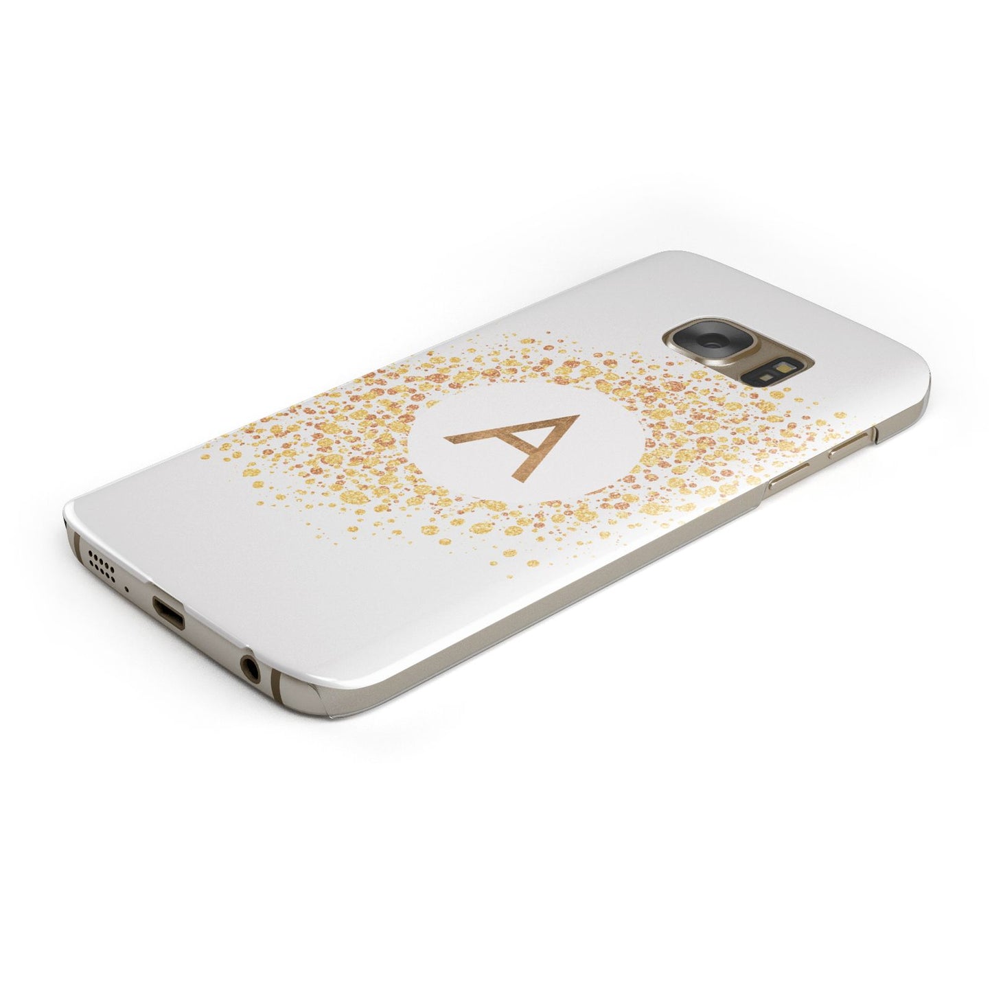 Personalised One Initial Gold Flakes Samsung Galaxy Case Bottom Cutout