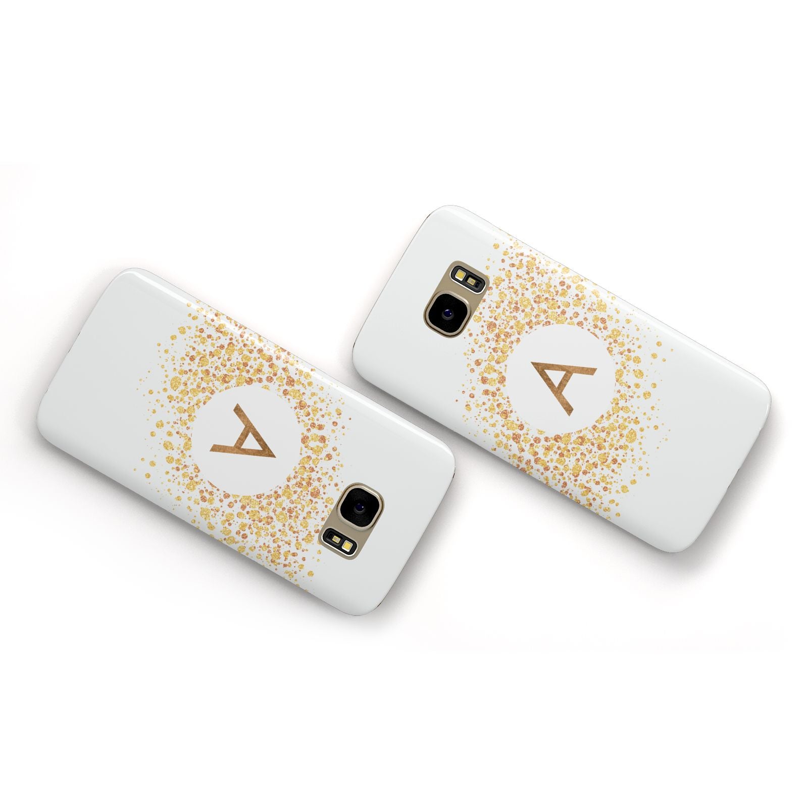 Personalised One Initial Gold Flakes Samsung Galaxy Case Flat Overview