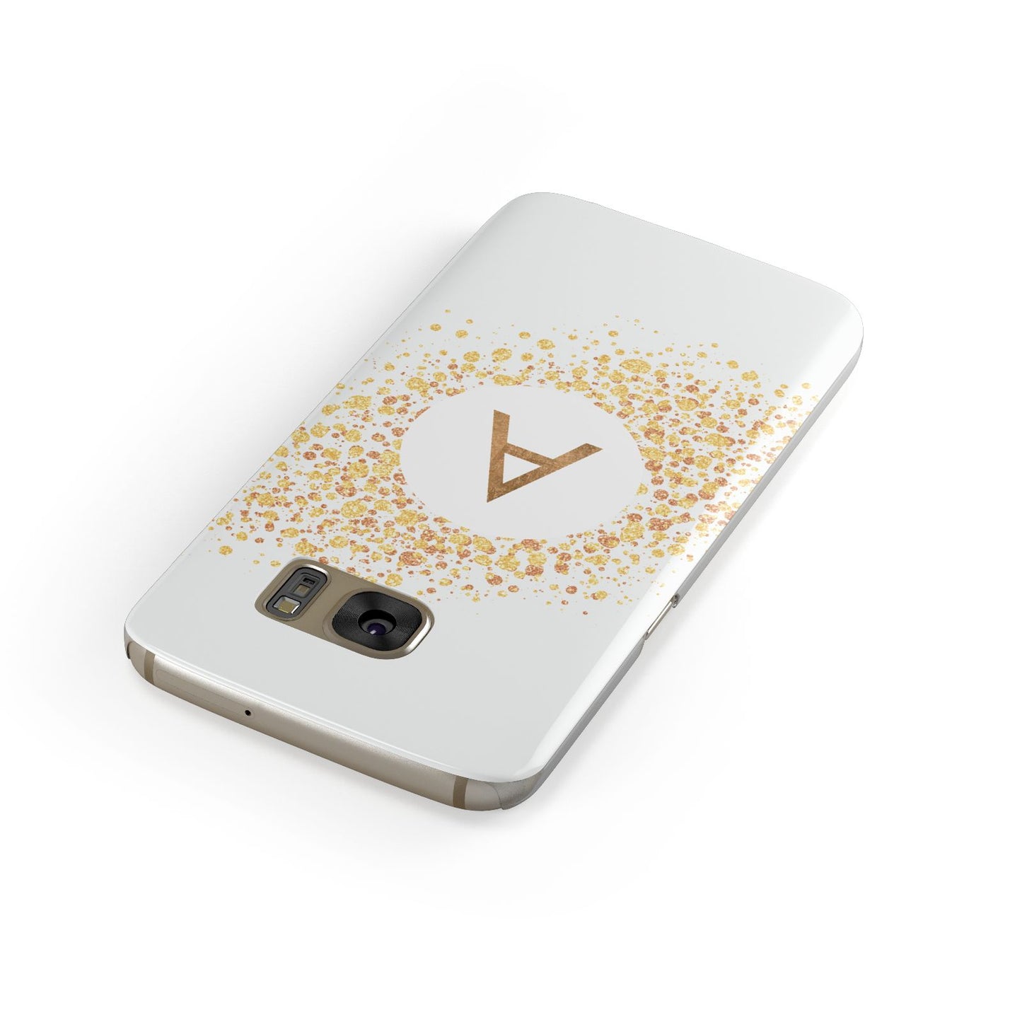 Personalised One Initial Gold Flakes Samsung Galaxy Case Front Close Up