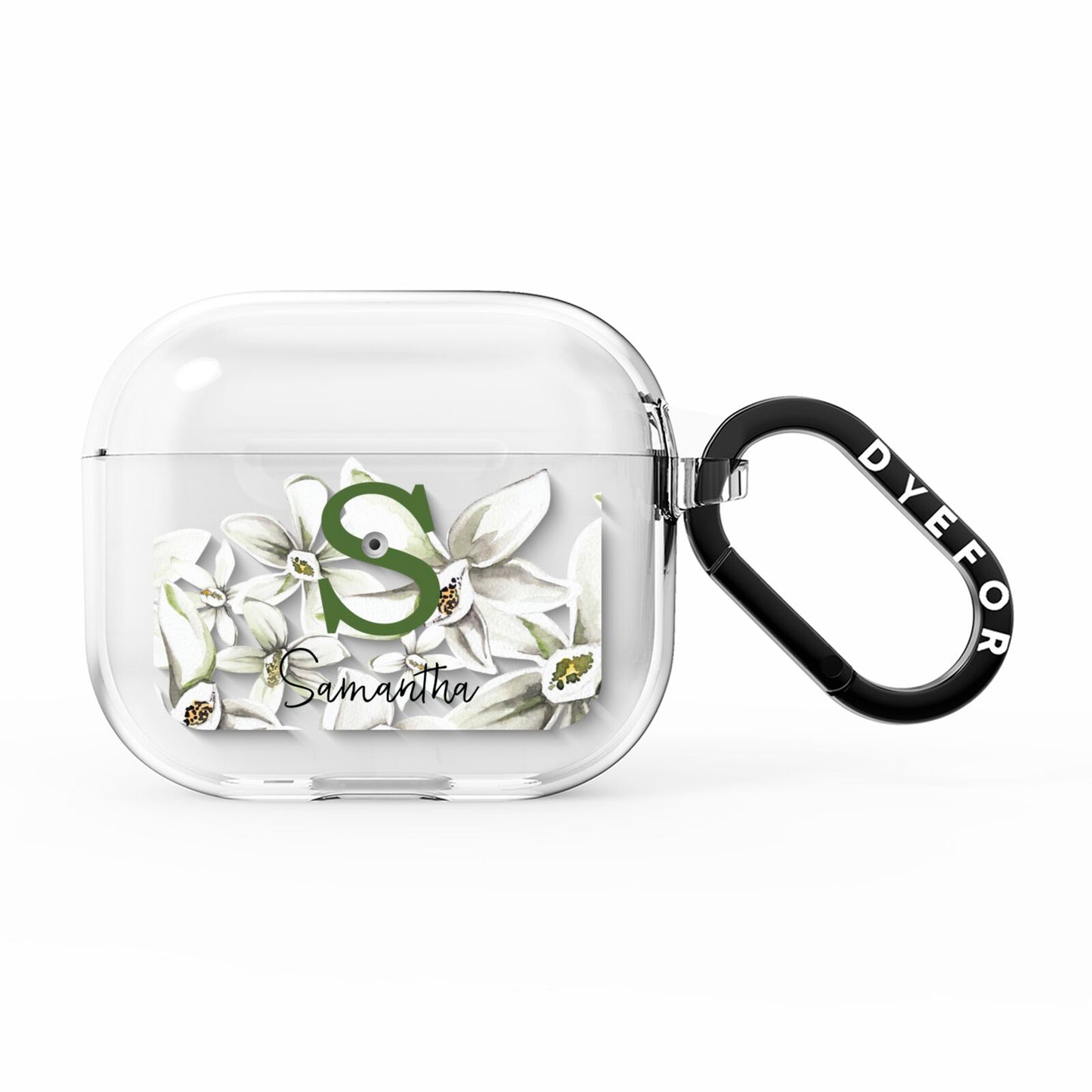 Personalised Orange Blossom AirPods Clear Case 3rd Gen