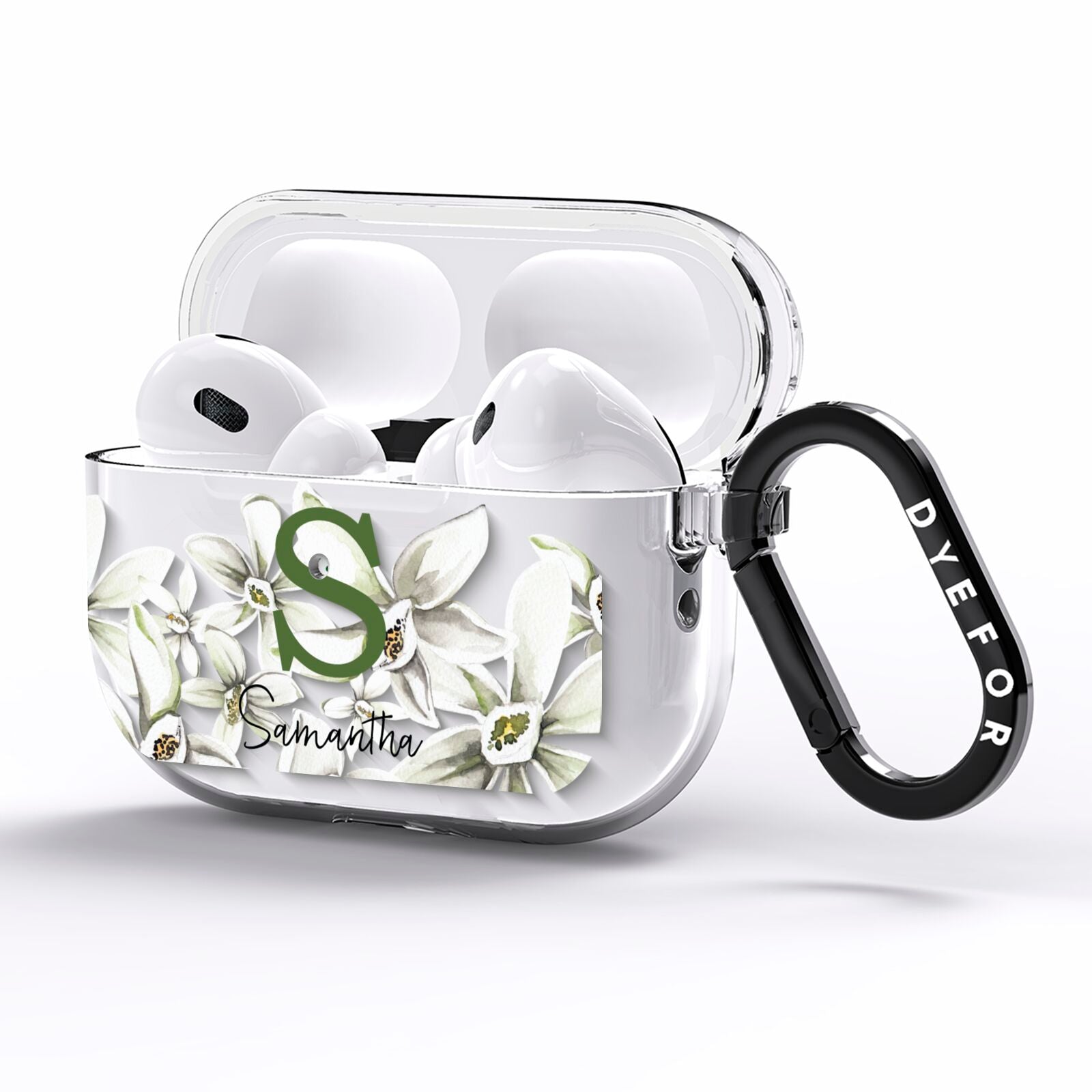 Personalised Orange Blossom AirPods Pro Clear Case Side Image