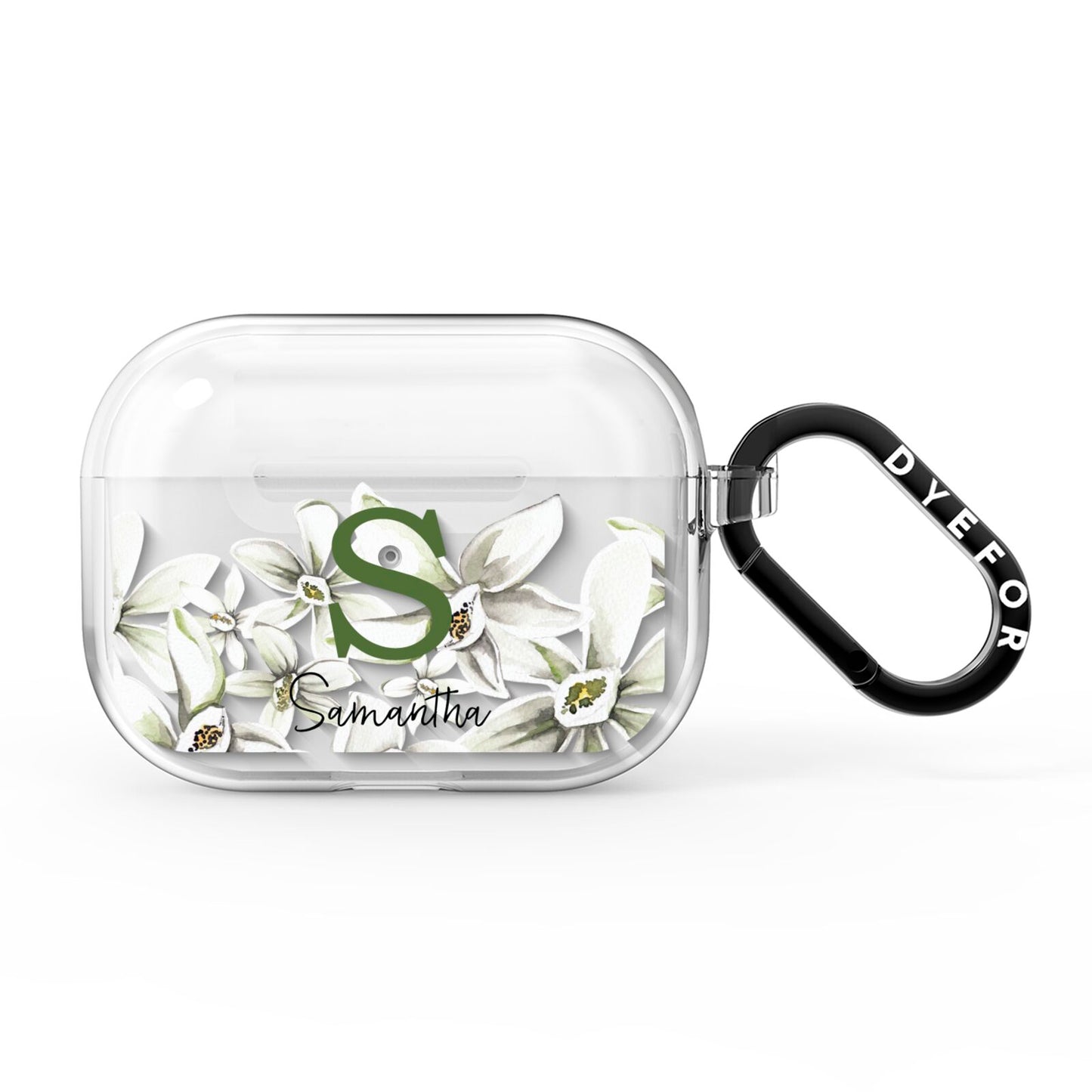 Personalised Orange Blossom AirPods Pro Clear Case