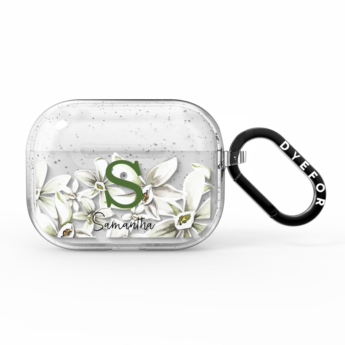 Personalised Orange Blossom AirPods Pro Glitter Case