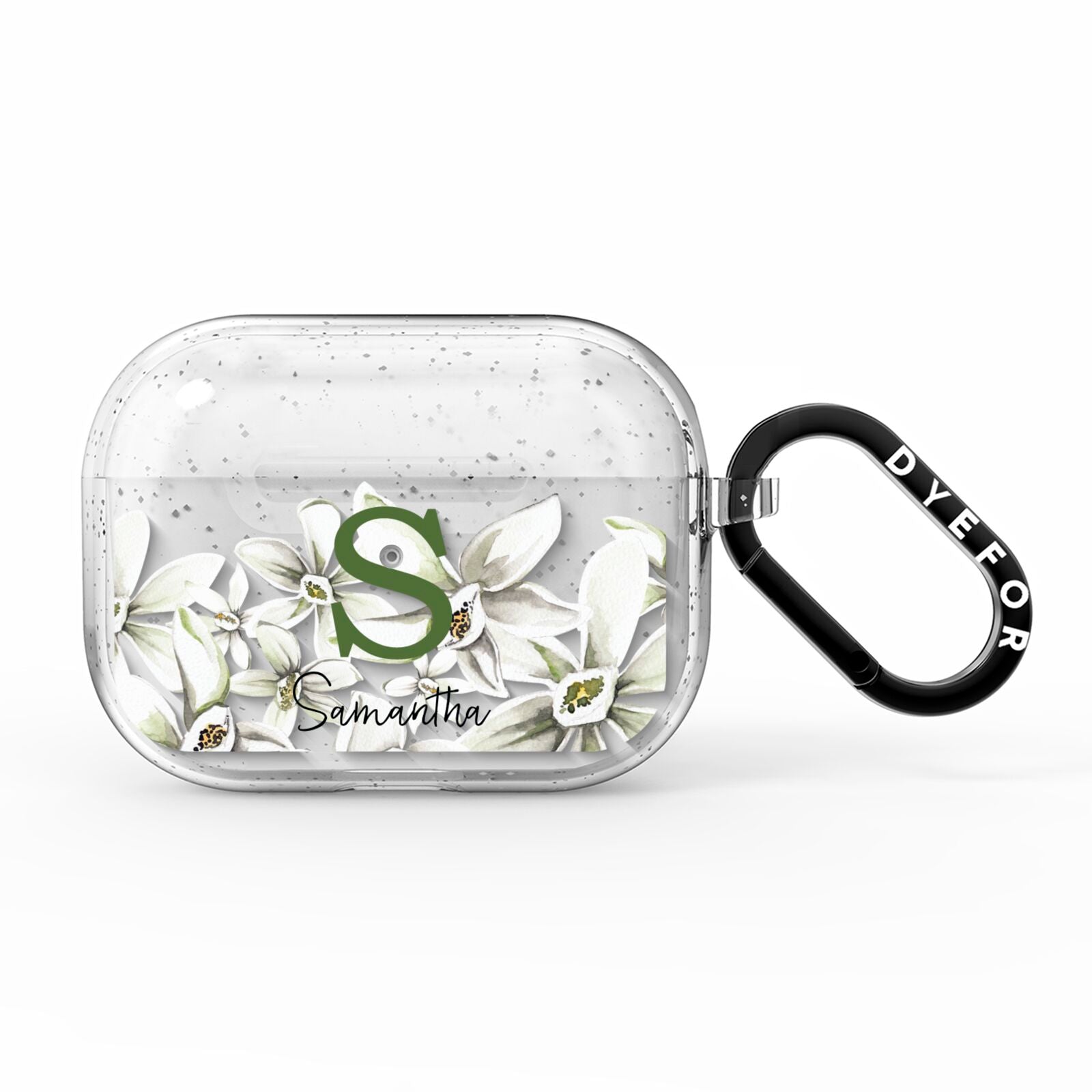 Personalised Orange Blossom AirPods Pro Glitter Case