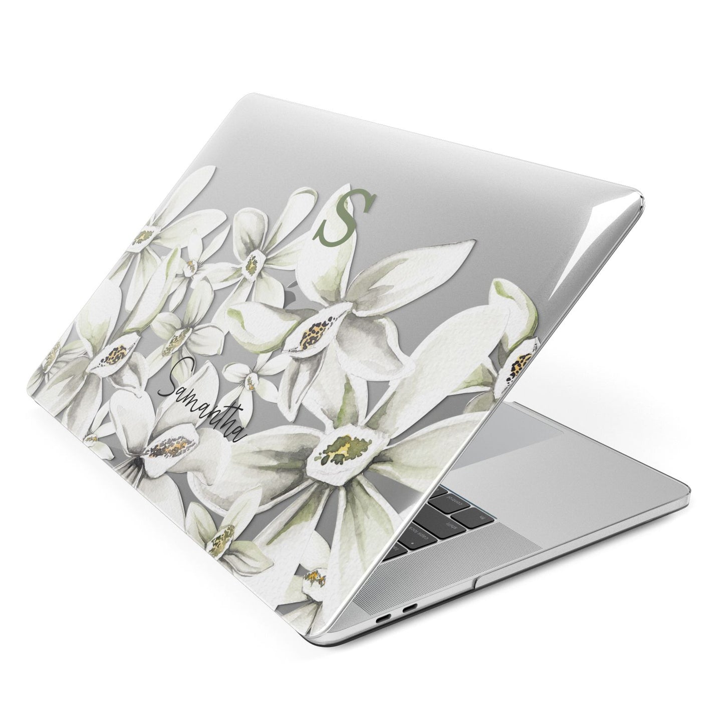 Personalised Orange Blossom Apple MacBook Case Side View