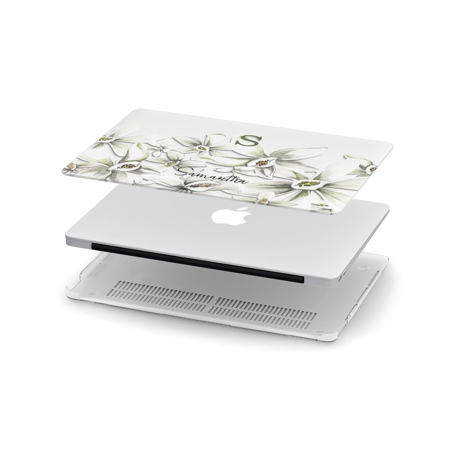 Personalised Orange Blossom Apple MacBook Case in Detail