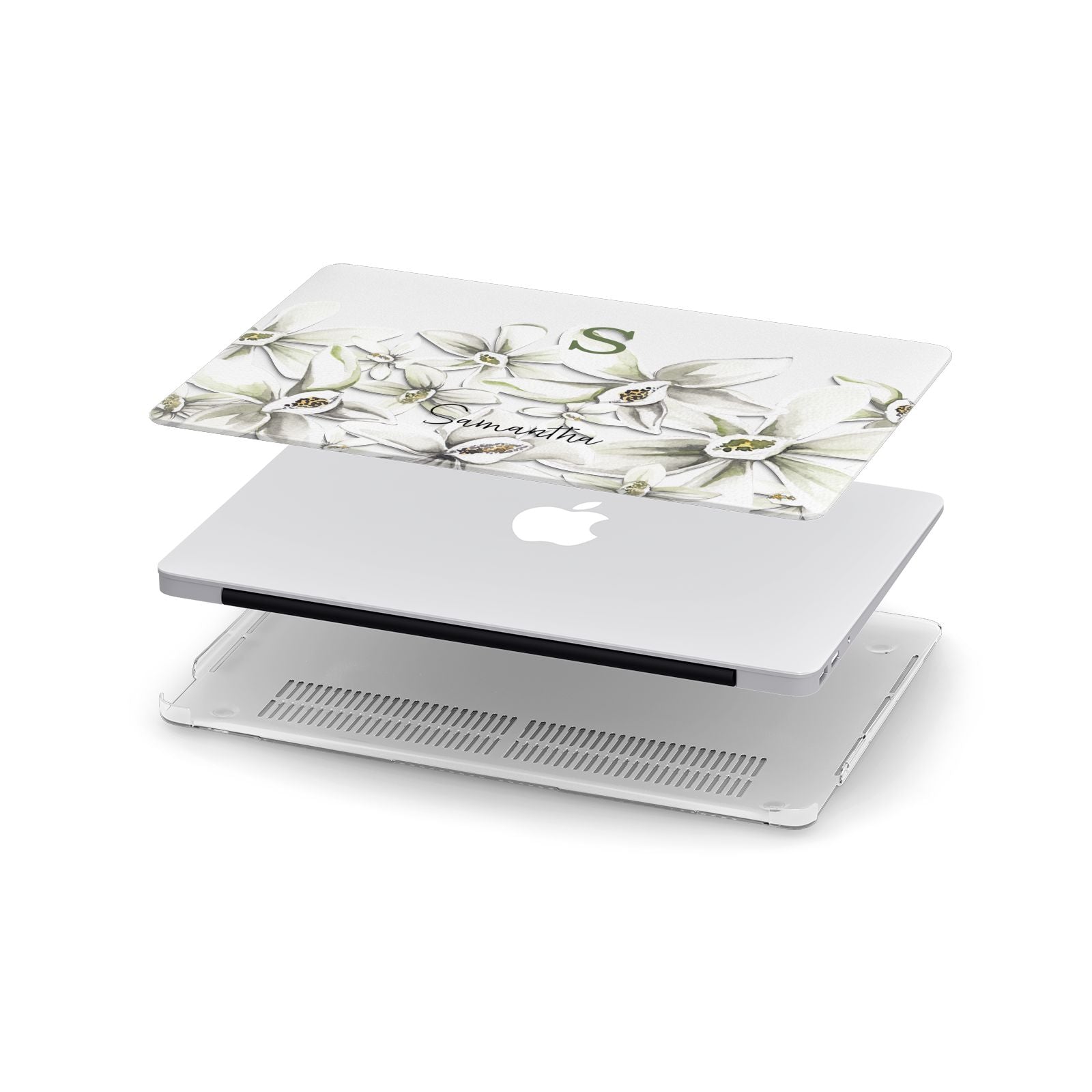 Personalised Orange Blossom Apple MacBook Case in Detail