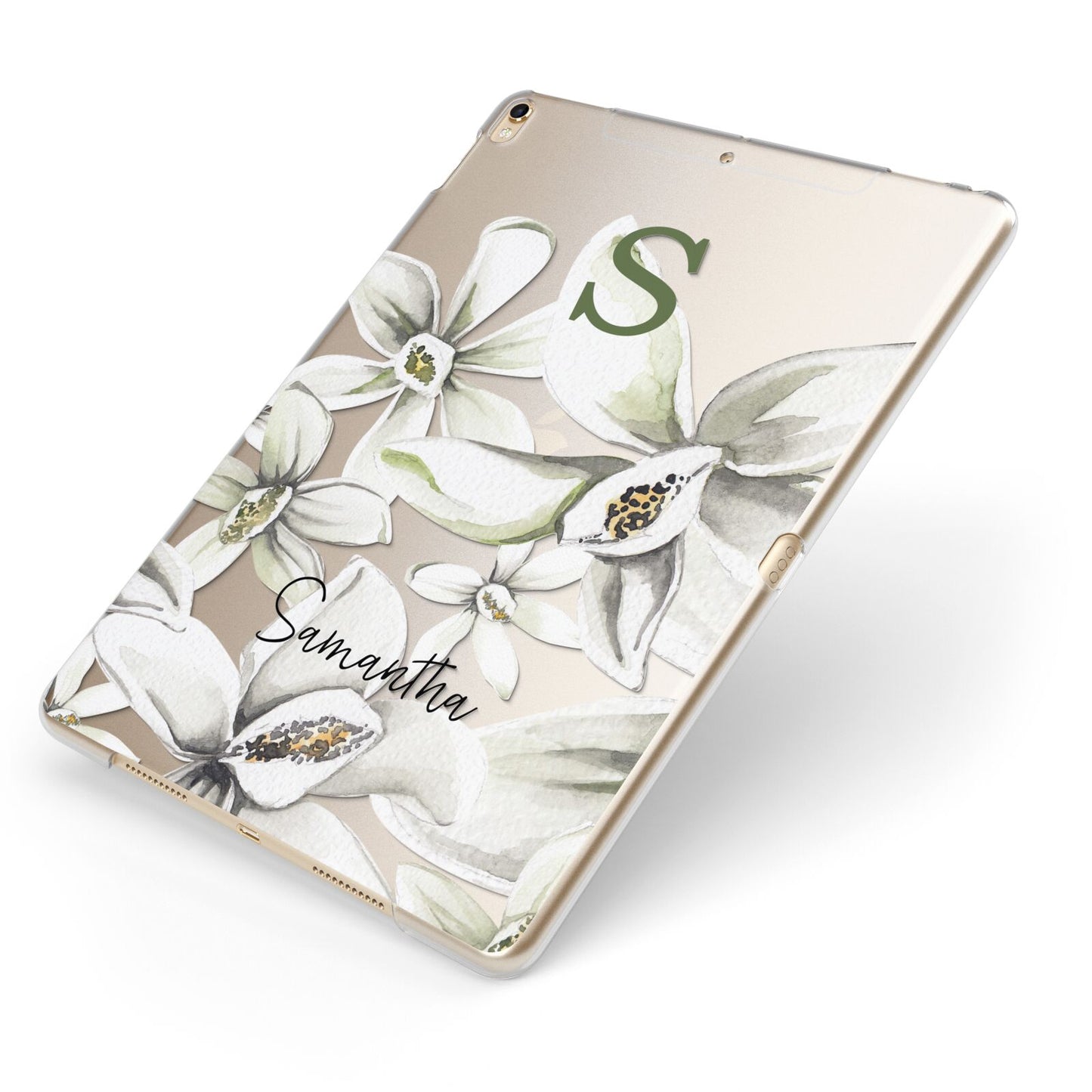 Personalised Orange Blossom Apple iPad Case on Gold iPad Side View