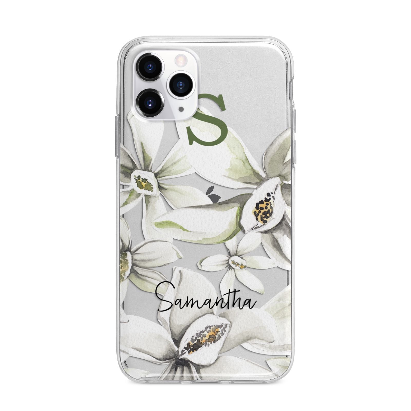 Personalised Orange Blossom Apple iPhone 11 Pro Max in Silver with Bumper Case