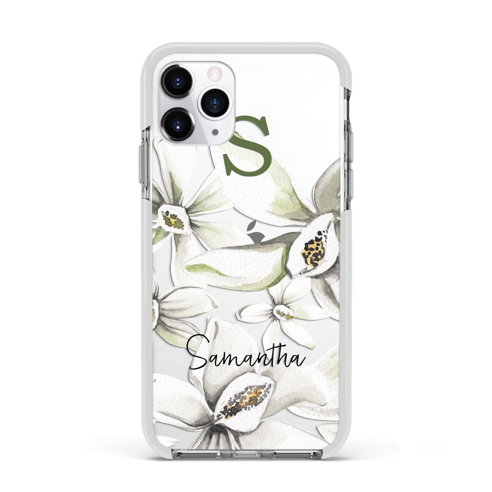 Personalised Orange Blossom Apple iPhone 11 Pro in Silver with White Impact Case
