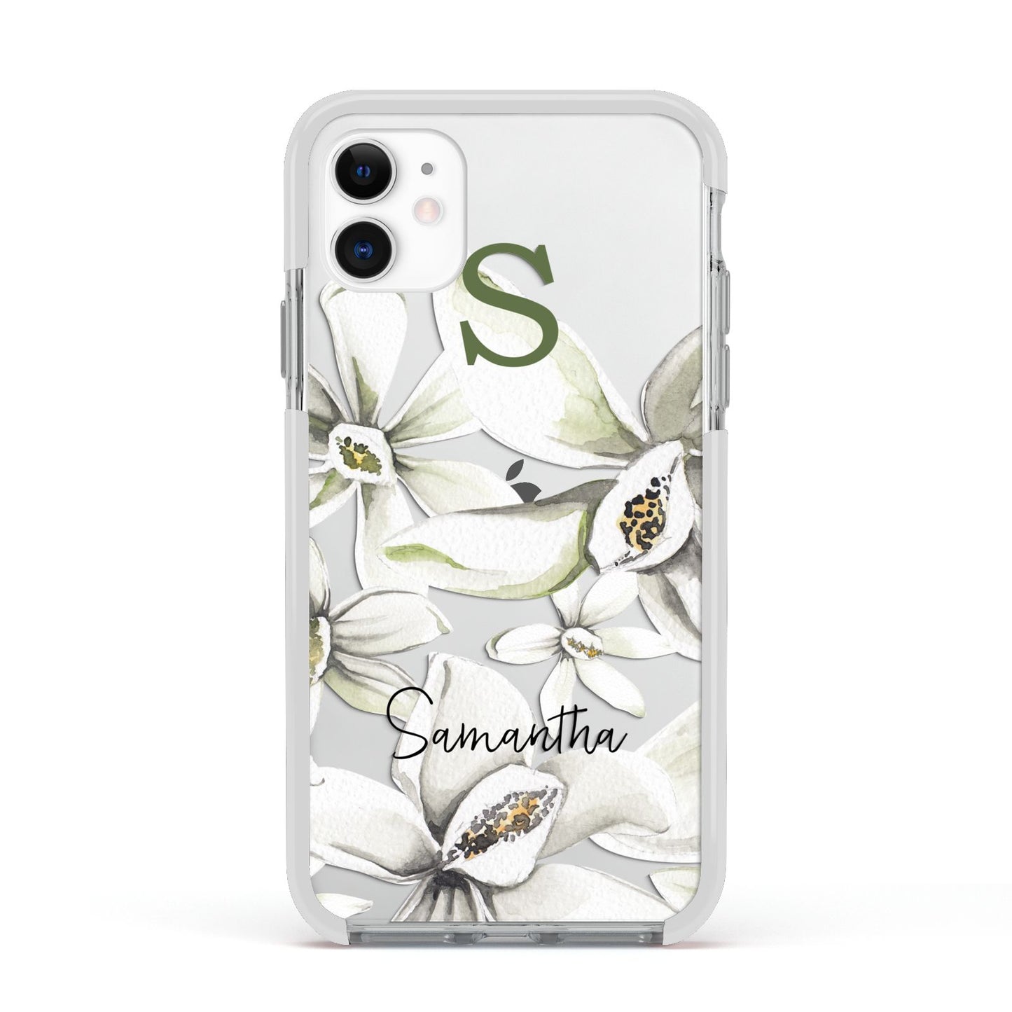 Personalised Orange Blossom Apple iPhone 11 in White with White Impact Case