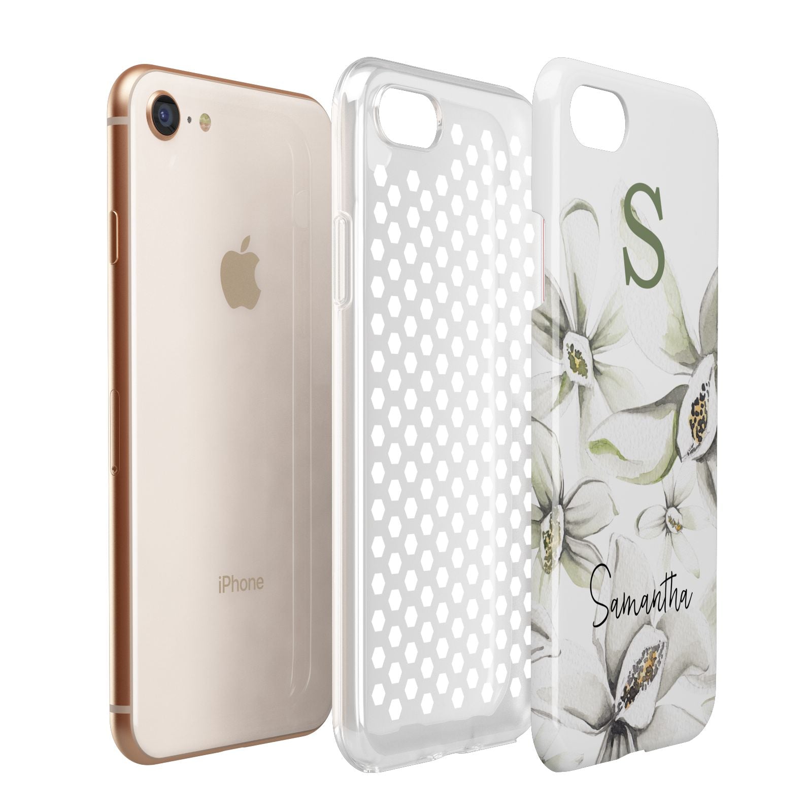 Personalised Orange Blossom Apple iPhone 7 8 3D Tough Case Expanded View