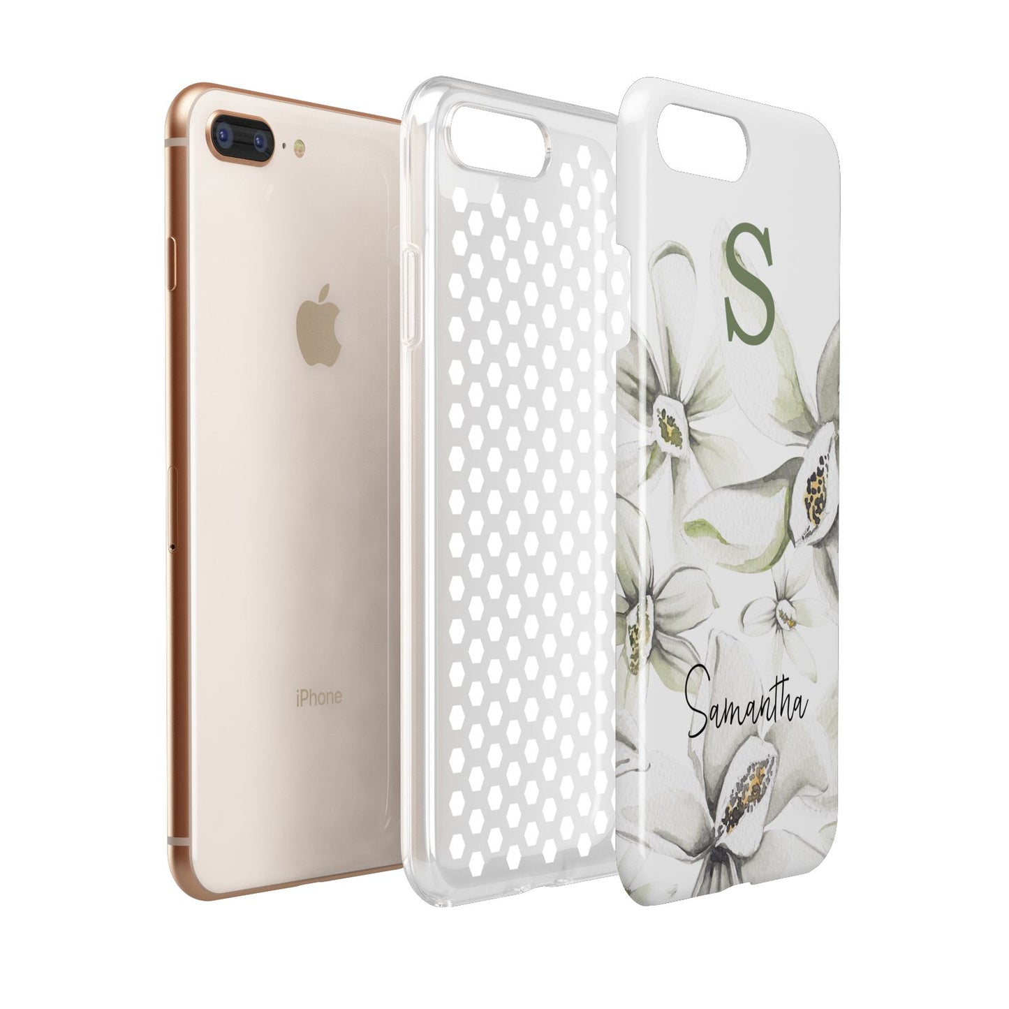 Personalised Orange Blossom Apple iPhone 7 8 Plus 3D Tough Case Expanded View