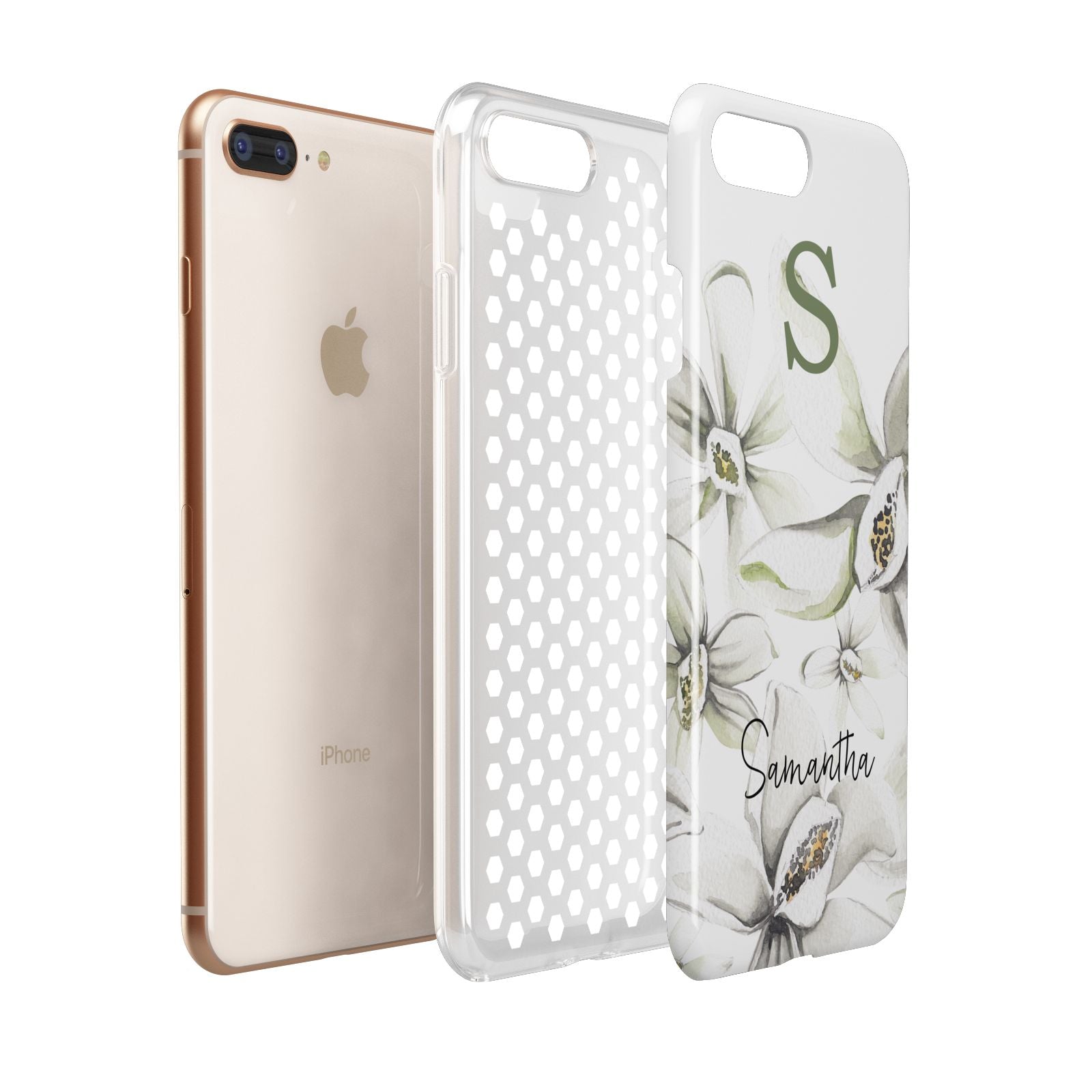 Personalised Orange Blossom Apple iPhone 7 8 Plus 3D Tough Case Expanded View