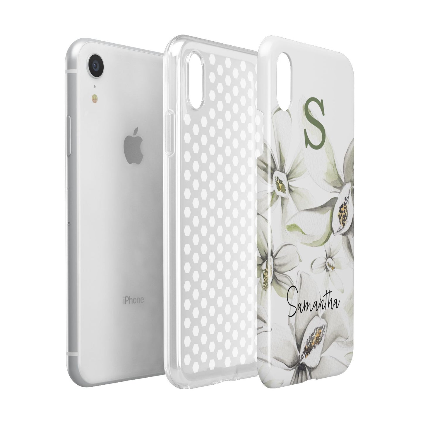 Personalised Orange Blossom Apple iPhone XR White 3D Tough Case Expanded view