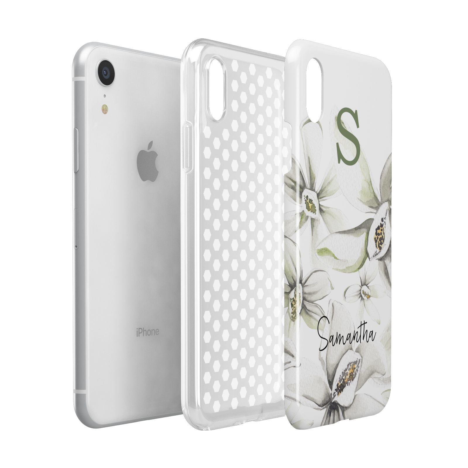 Personalised Orange Blossom Apple iPhone XR White 3D Tough Case Expanded view