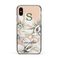 Personalised Orange Blossom Apple iPhone Xs Impact Case Black Edge on Gold Phone