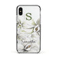 Personalised Orange Blossom Apple iPhone Xs Impact Case Black Edge on Silver Phone
