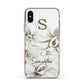 Personalised Orange Blossom Apple iPhone Xs Impact Case Pink Edge on Silver Phone
