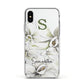 Personalised Orange Blossom Apple iPhone Xs Impact Case White Edge on Silver Phone