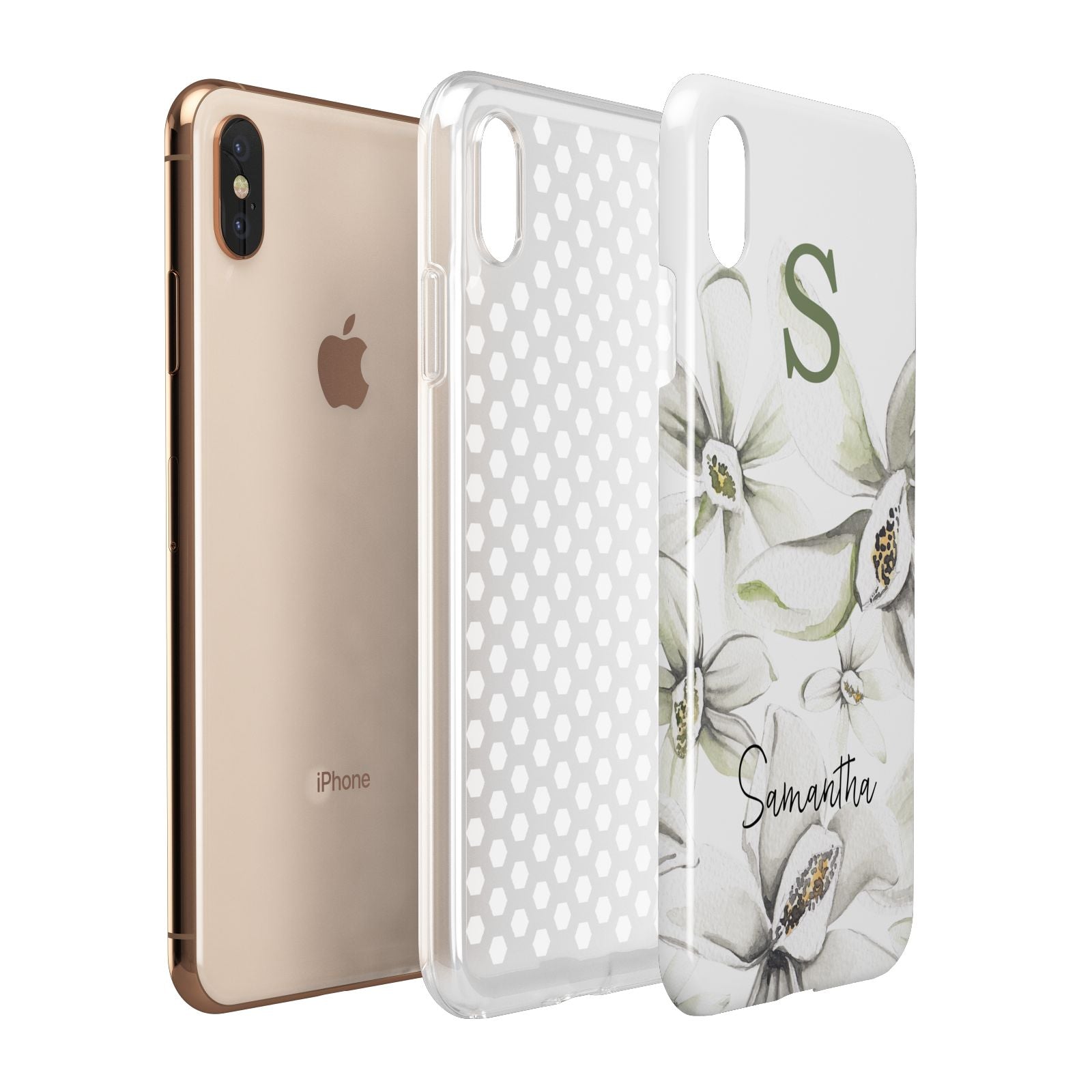Personalised Orange Blossom Apple iPhone Xs Max 3D Tough Case Expanded View