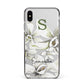 Personalised Orange Blossom Apple iPhone Xs Max Impact Case Black Edge on Silver Phone