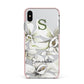 Personalised Orange Blossom Apple iPhone Xs Max Impact Case Pink Edge on Silver Phone