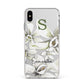 Personalised Orange Blossom Apple iPhone Xs Max Impact Case White Edge on Silver Phone