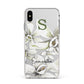 Personalised Orange Blossom Apple iPhone Xs Max Impact Case White Edge on Silver Phone