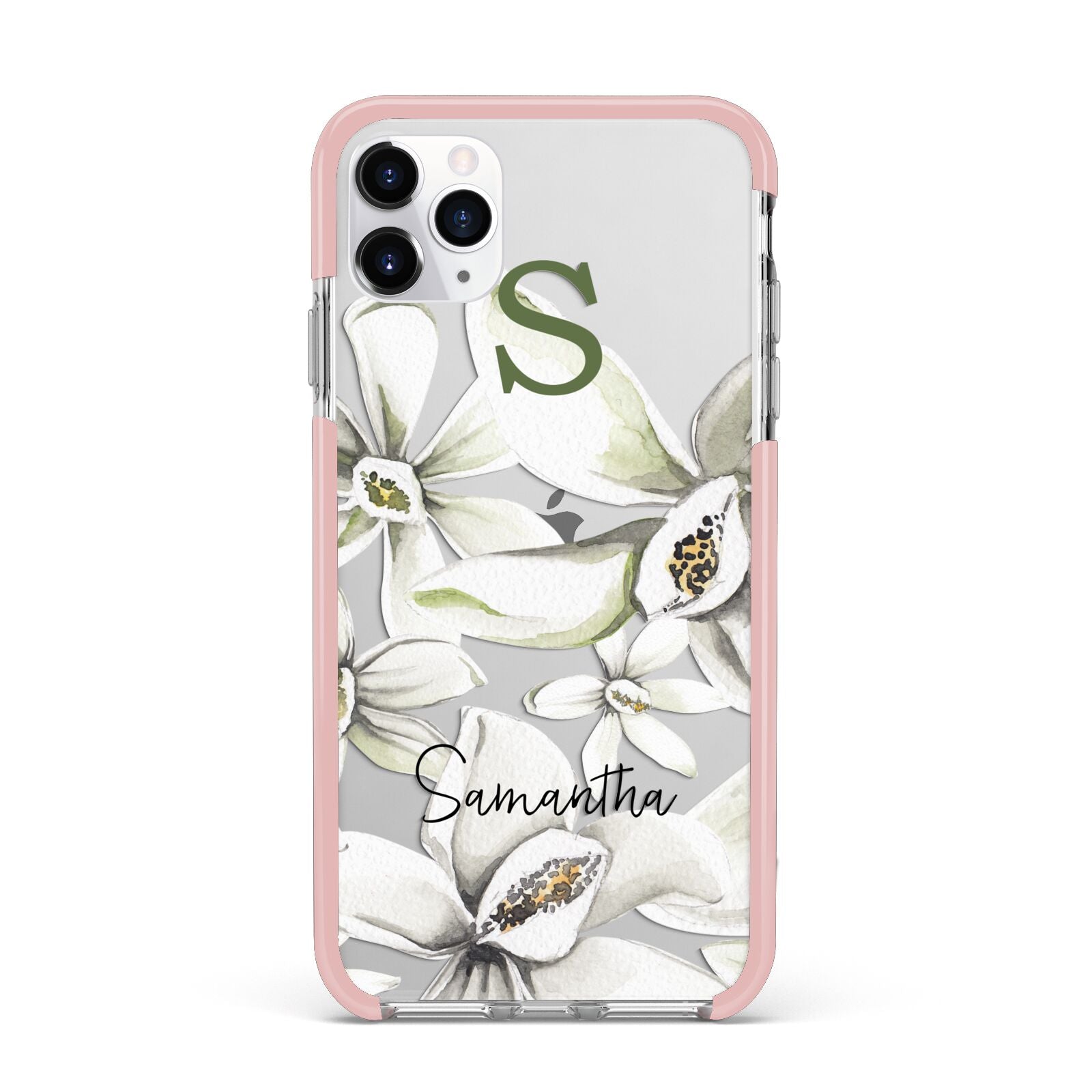 Personalised Orange Blossom iPhone 11 Pro Max Impact Pink Edge Case