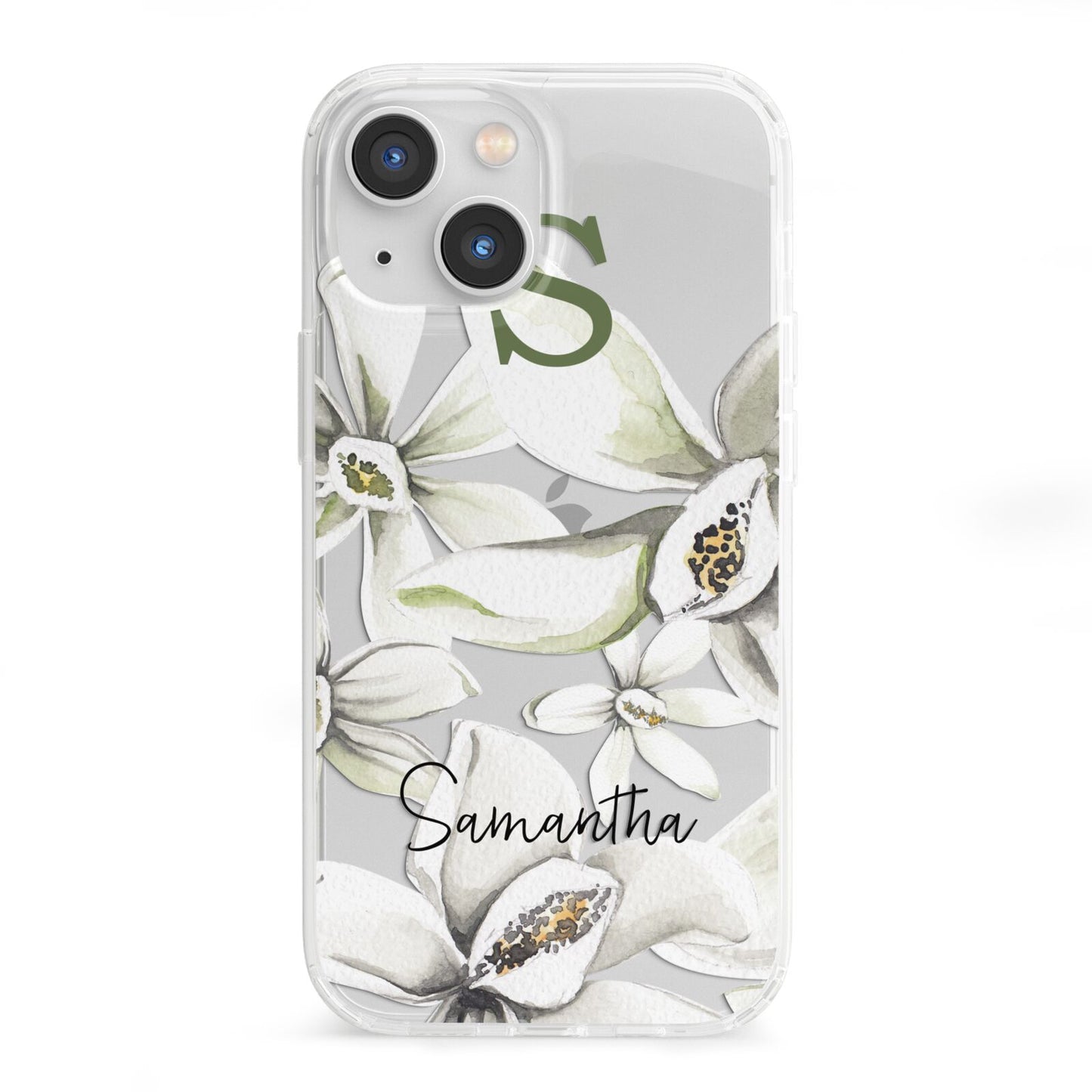 Personalised Orange Blossom iPhone 13 Mini Clear Bumper Case