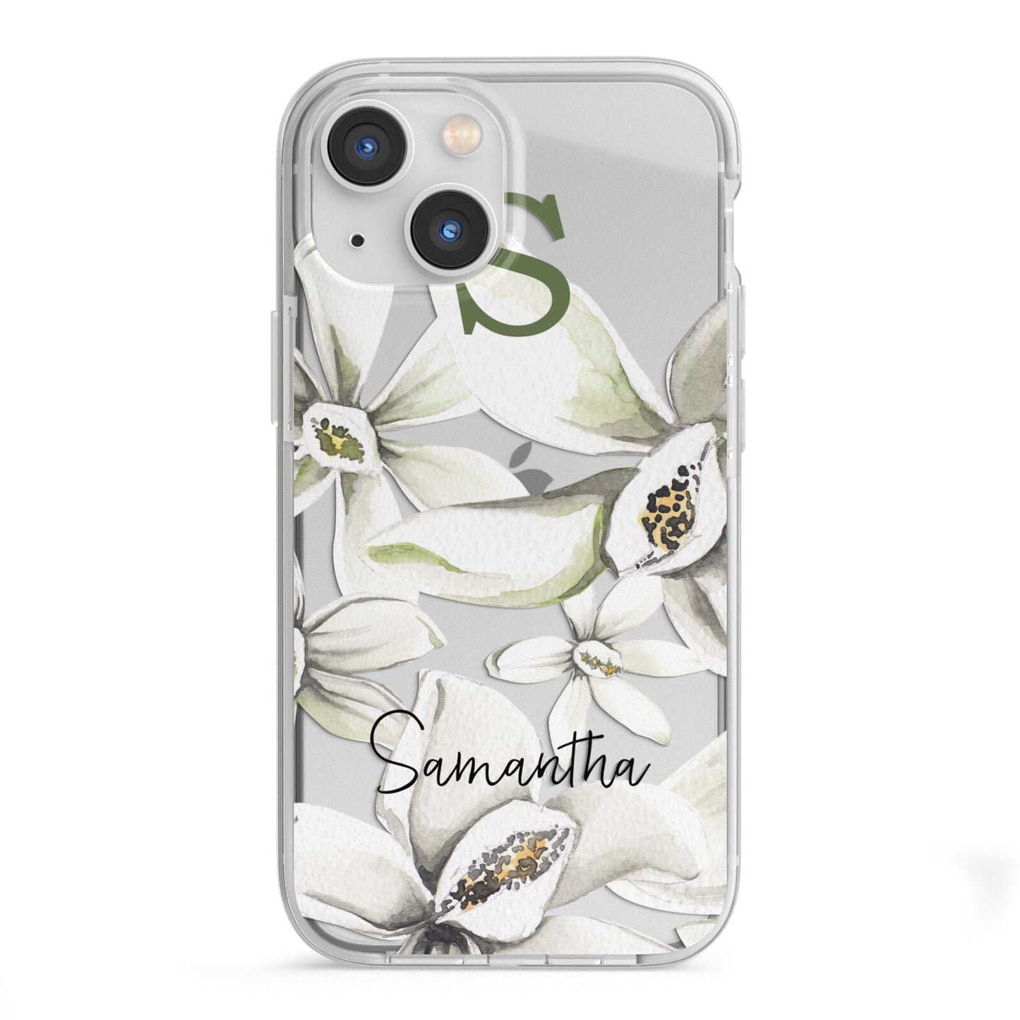 Personalised Orange Blossom iPhone 13 Mini TPU Impact Case with White Edges