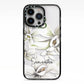 Personalised Orange Blossom iPhone 13 Pro Black Impact Case on Silver phone