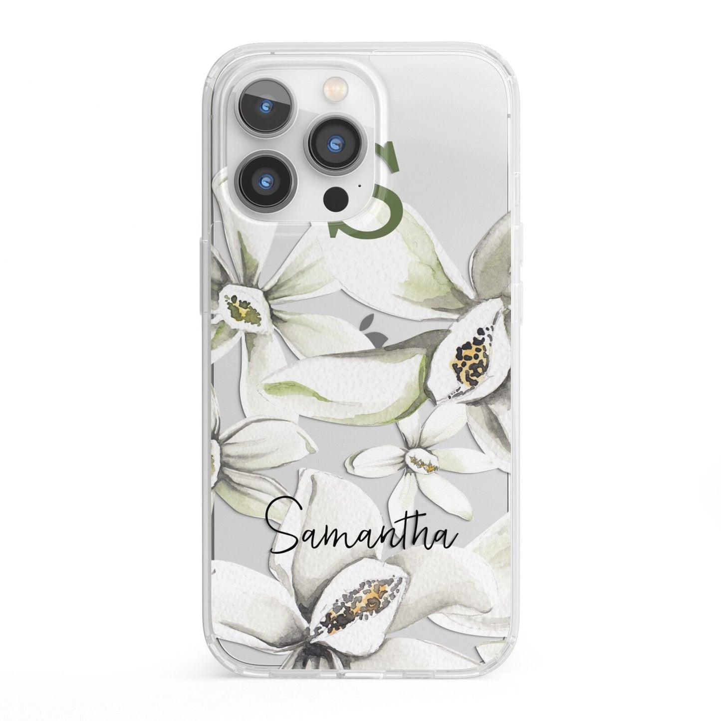 Personalised Orange Blossom iPhone 13 Pro Clear Bumper Case